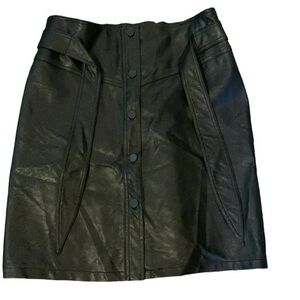 Olivaceous Pleather Button Up Tie Pencil Skirt Size Large